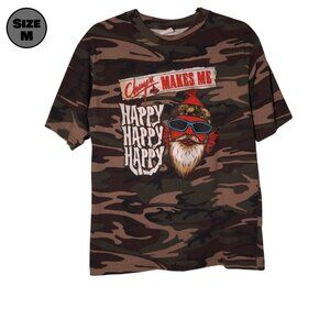 Chuy's Makes Me: Happy Happy Happy USED Shirt: M, Camo, Duck Dynasty, Restaurant